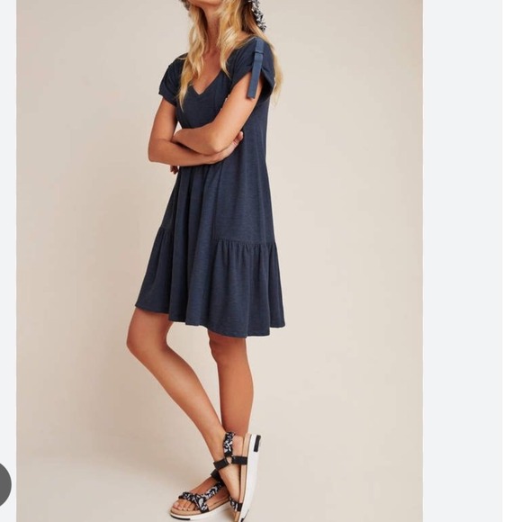 Saturday Sunday by Anthropologie Dresses & Skirts - Saturday Sunday Kathie S Anthropologie Dress Blue Short Sleeve Ruffle Hem Casual